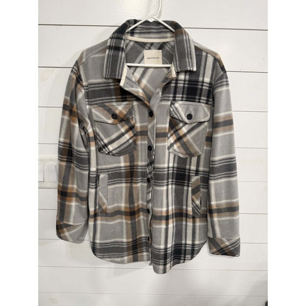 Thread & Supply Gray Beige Shacket Shirt Jacket Womens Size Small Fall